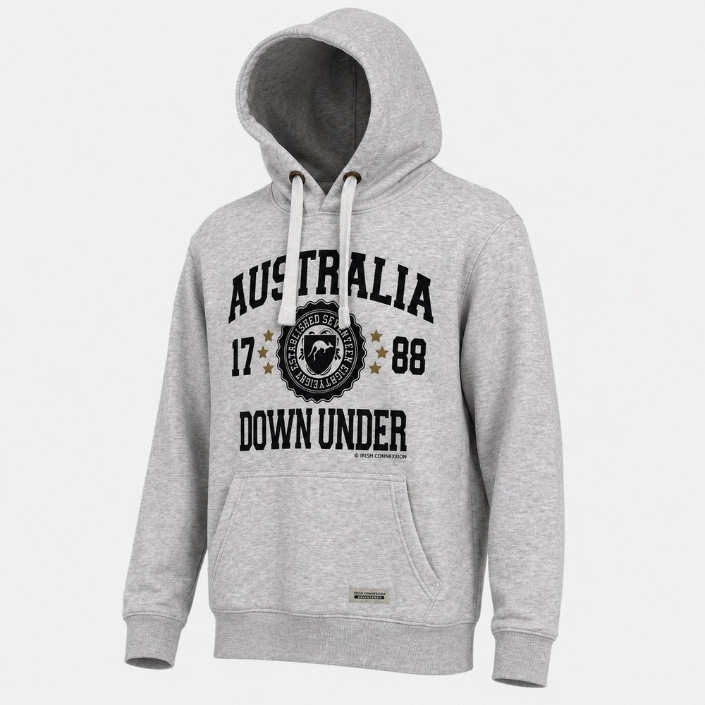 Irish Connexxion Australia Down Under Hoodie Ash Grey Unisex Medium NWT